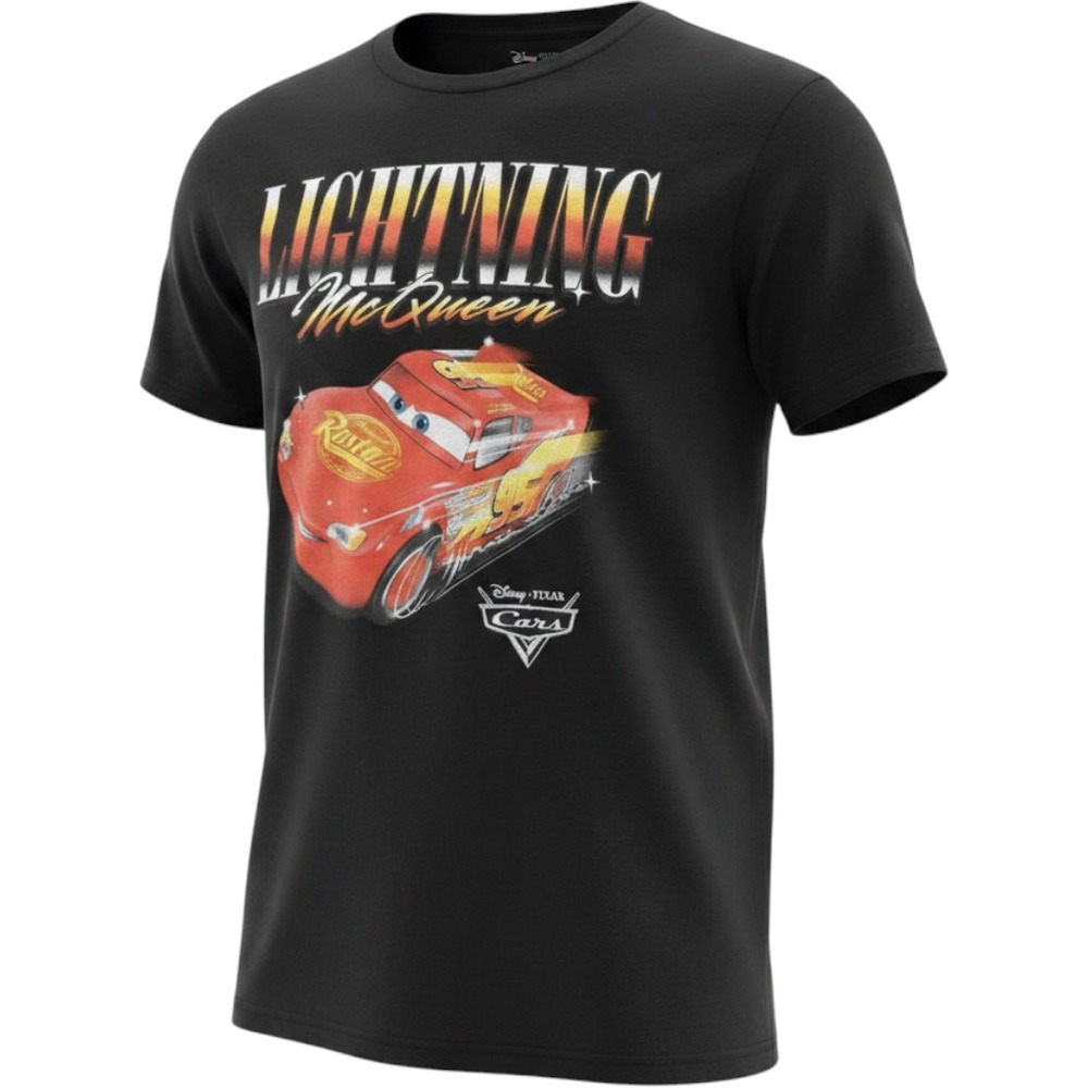 Disney Pixar Cars Lightning McQueen Double Sided Piston Cup Racing T-Shirt Small